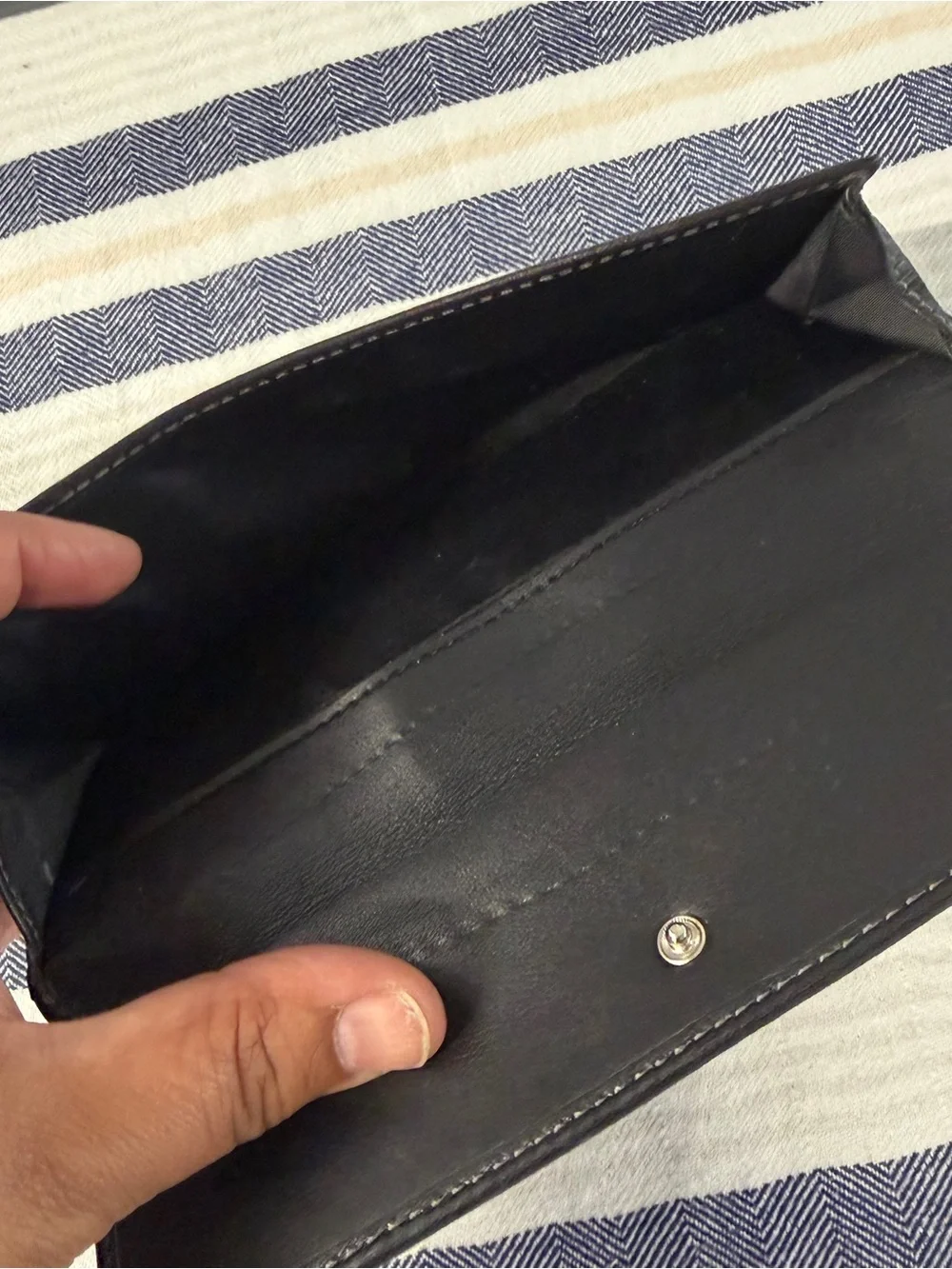 Coach Black Leather Turnlock Checkbook Wallet Organizer Long Bifold